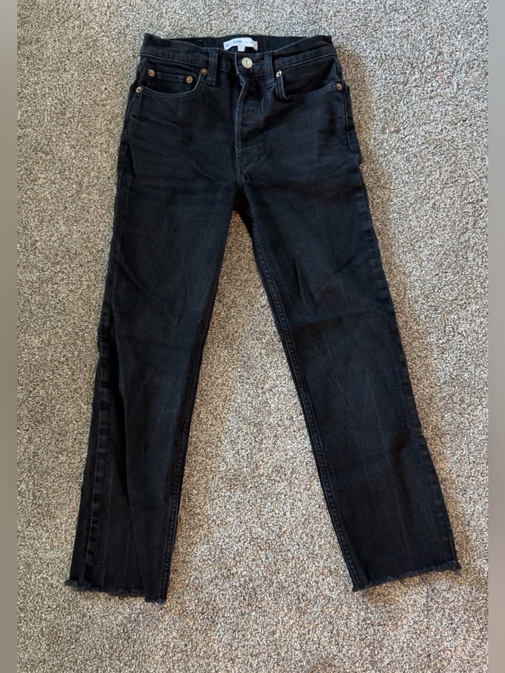 Re/Done womens Black Slim Straight Jeans